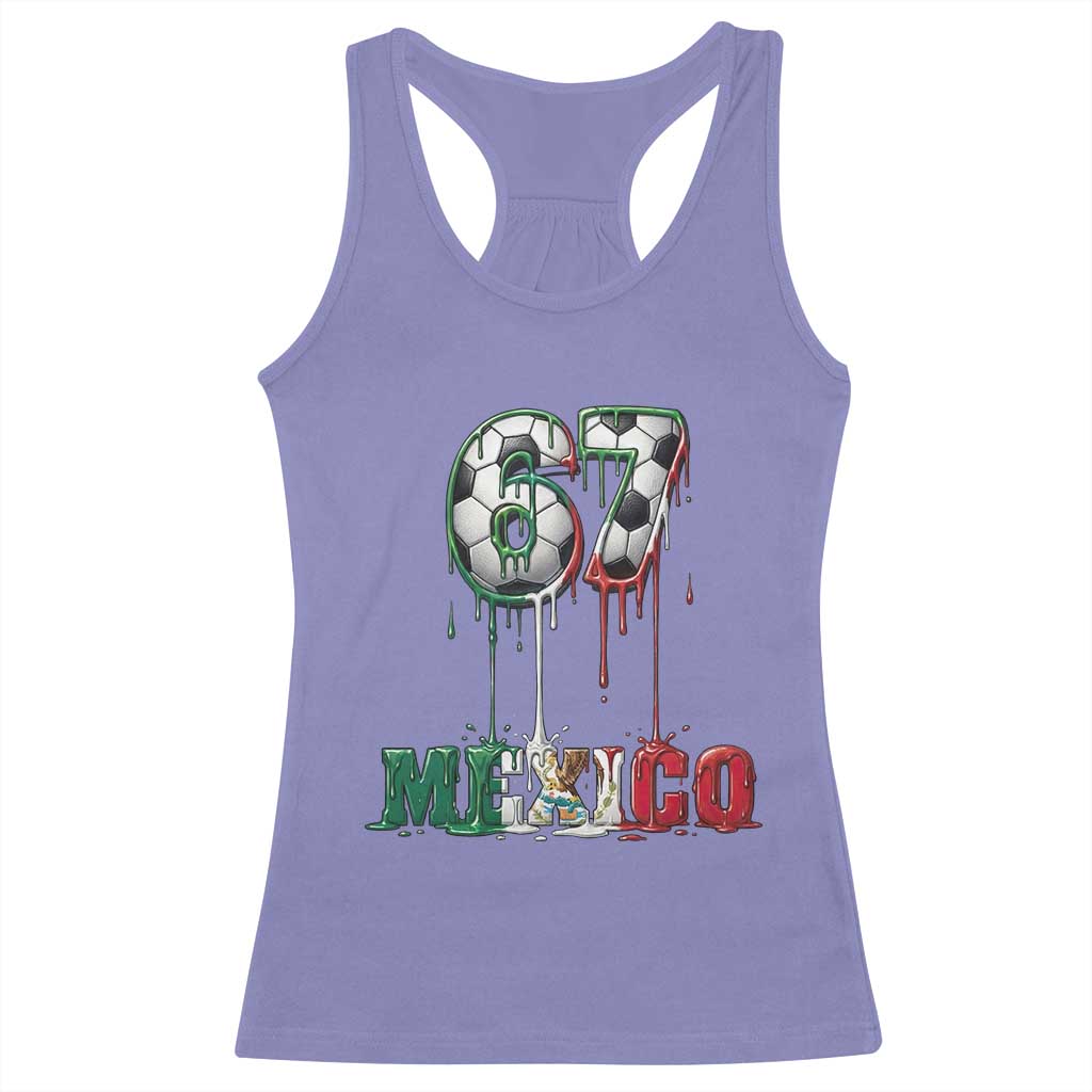Funny Mexico Soccer 67 Meme Racerback Tank Top Chicano Soccer Lovers TS12 Violet Print Your Wear