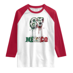 Funny Mexico Soccer 67 Meme Raglan Shirt Chicano Soccer Lovers TS12 White Red Print Your Wear