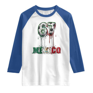 Funny Mexico Soccer 67 Meme Raglan Shirt Chicano Soccer Lovers TS12 White Royal Print Your Wear