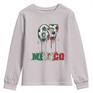 Funny Mexico Soccer 67 Meme Youth Sweatshirt Chicano Soccer Lovers TS12 Ice Gray Print Your Wear