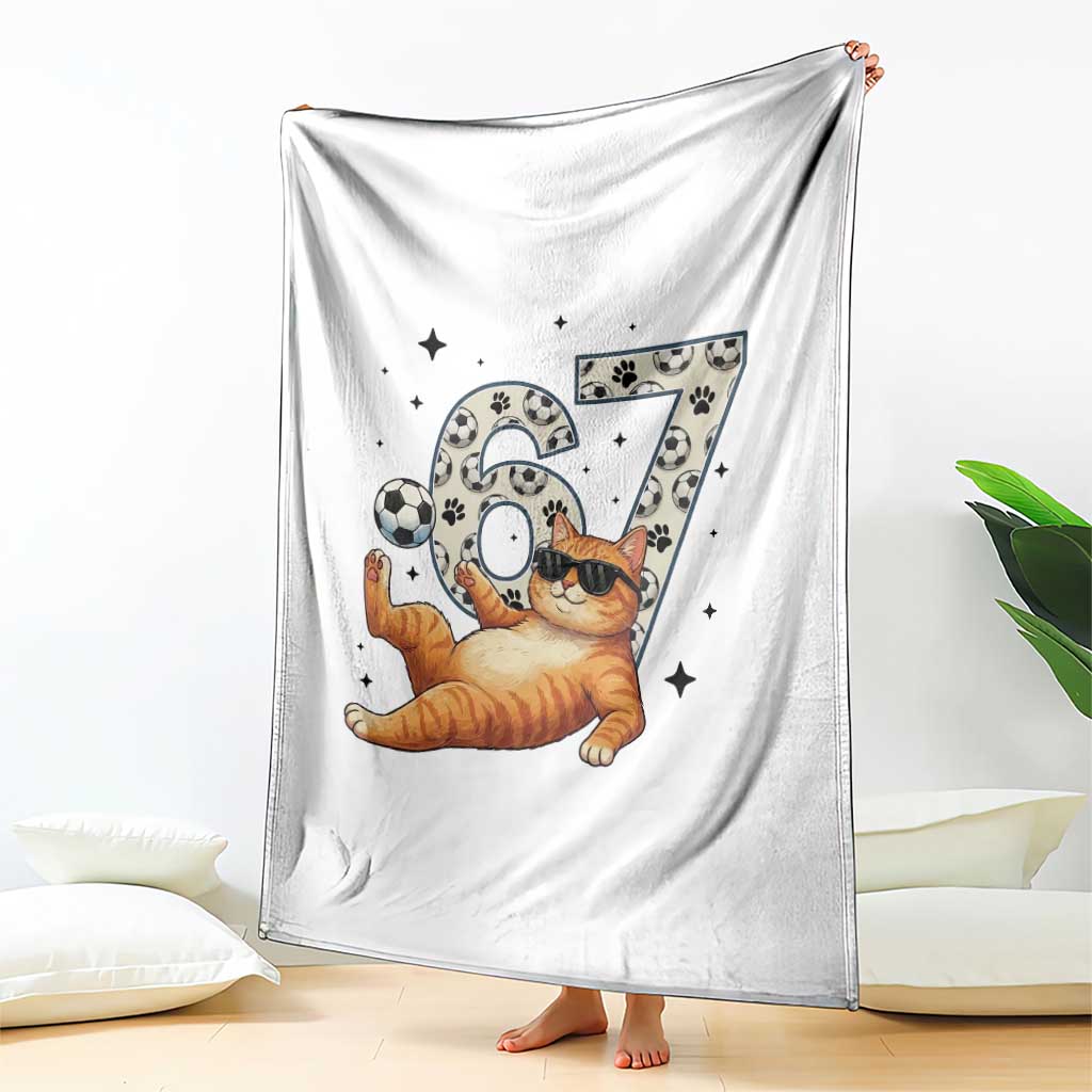 Funny Cat Playing Soccer Throw Blanket Six Seven Meme TS12 Print Your Wear