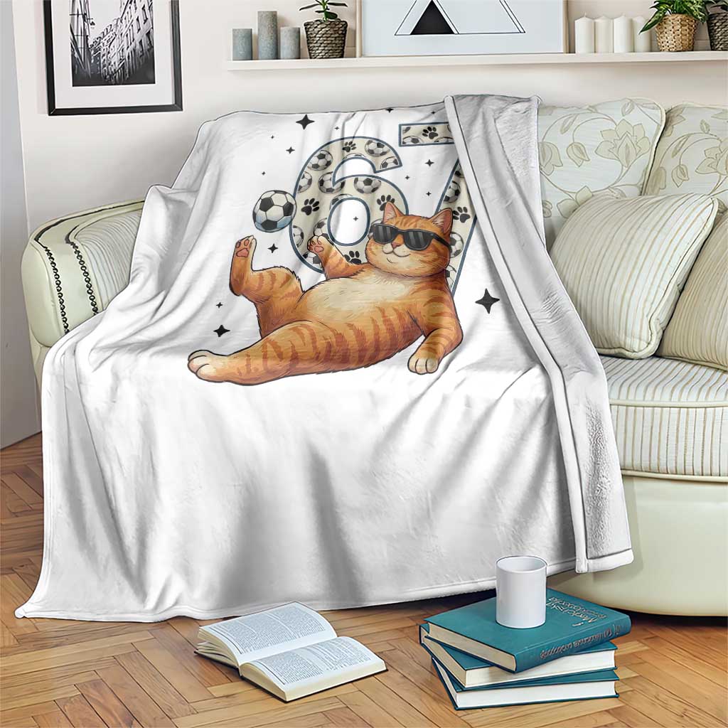 Funny Cat Playing Soccer Throw Blanket Six Seven Meme TS12 Print Your Wear