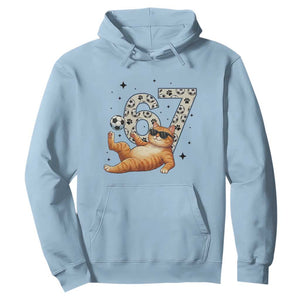 Funny Cat Playing Soccer Hoodie Six Seven Meme TS12 Light Blue Print Your Wear