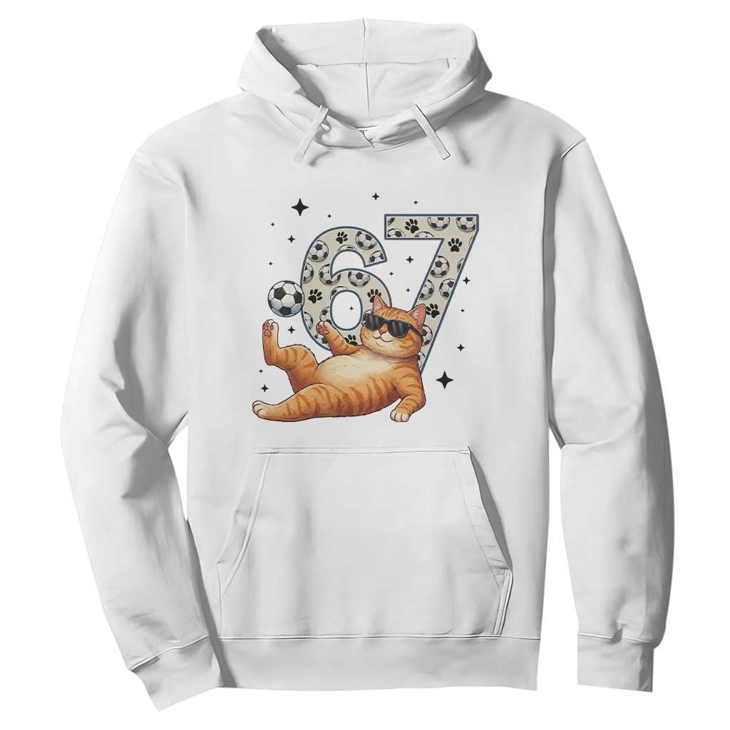 Funny Cat Playing Soccer Hoodie Six Seven Meme TS12 White Print Your Wear