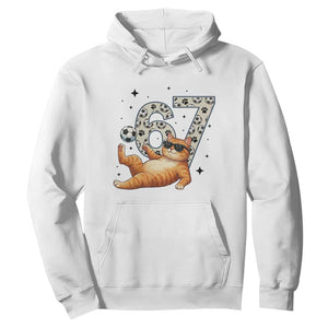 Funny Cat Playing Soccer Hoodie Six Seven Meme TS12 White Print Your Wear