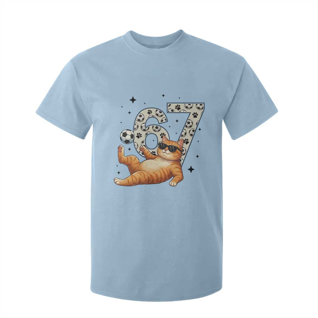 Funny Cat Playing Soccer T Shirt For Kid Six Seven Meme TS12 Light Blue Print Your Wear