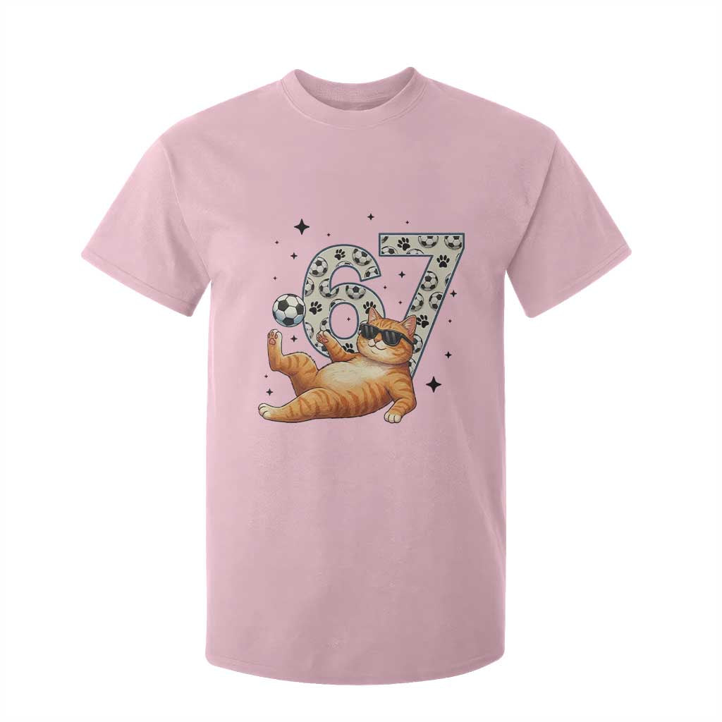 Funny Cat Playing Soccer T Shirt For Kid Six Seven Meme TS12 Light Pink Print Your Wear