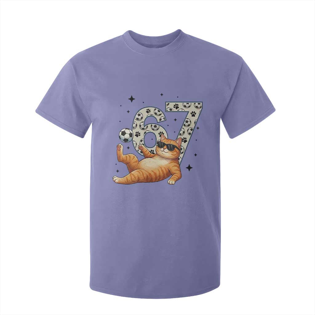 Funny Cat Playing Soccer T Shirt For Kid Six Seven Meme TS12 Violet Print Your Wear