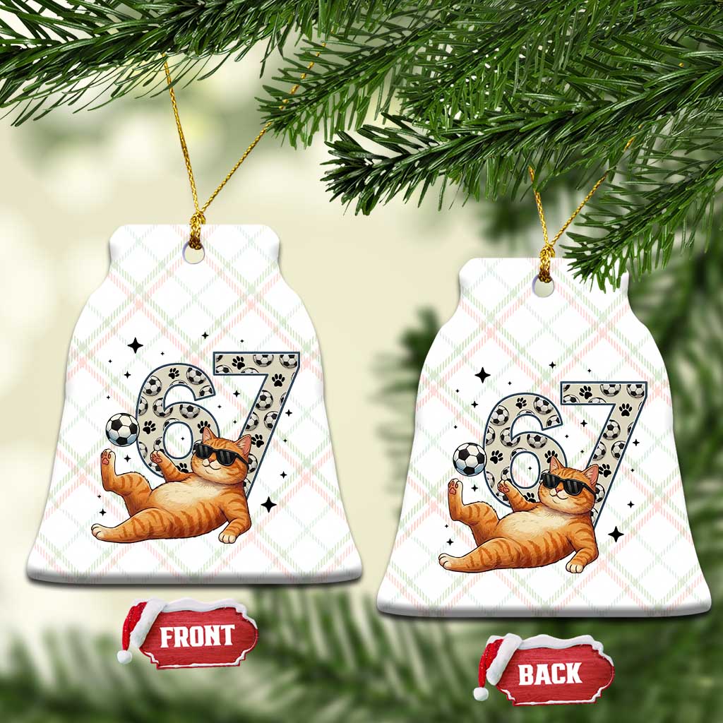 Funny Cat Playing Soccer Ceramic Ornament Six Seven Meme TS12 Print Your Wear