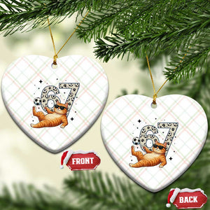 Funny Cat Playing Soccer Ceramic Ornament Six Seven Meme TS12 Print Your Wear