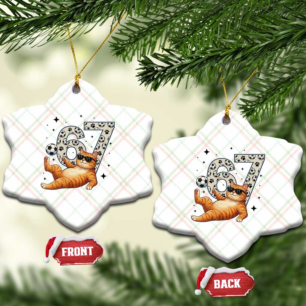 Funny Cat Playing Soccer Ceramic Ornament Six Seven Meme TS12 Print Your Wear