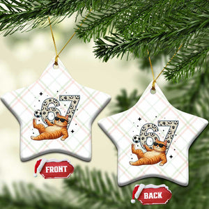 Funny Cat Playing Soccer Ceramic Ornament Six Seven Meme TS12 Print Your Wear