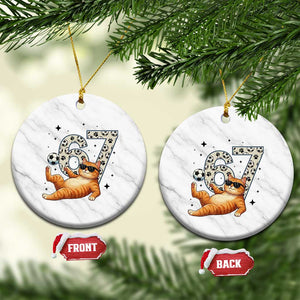 Funny Cat Playing Soccer Ceramic Ornament Six Seven Meme TS12 1pc White Marble Print Your Wear
