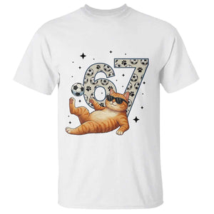 Funny Cat Playing Soccer T Shirt Six Seven Meme TS12 White Print Your Wear