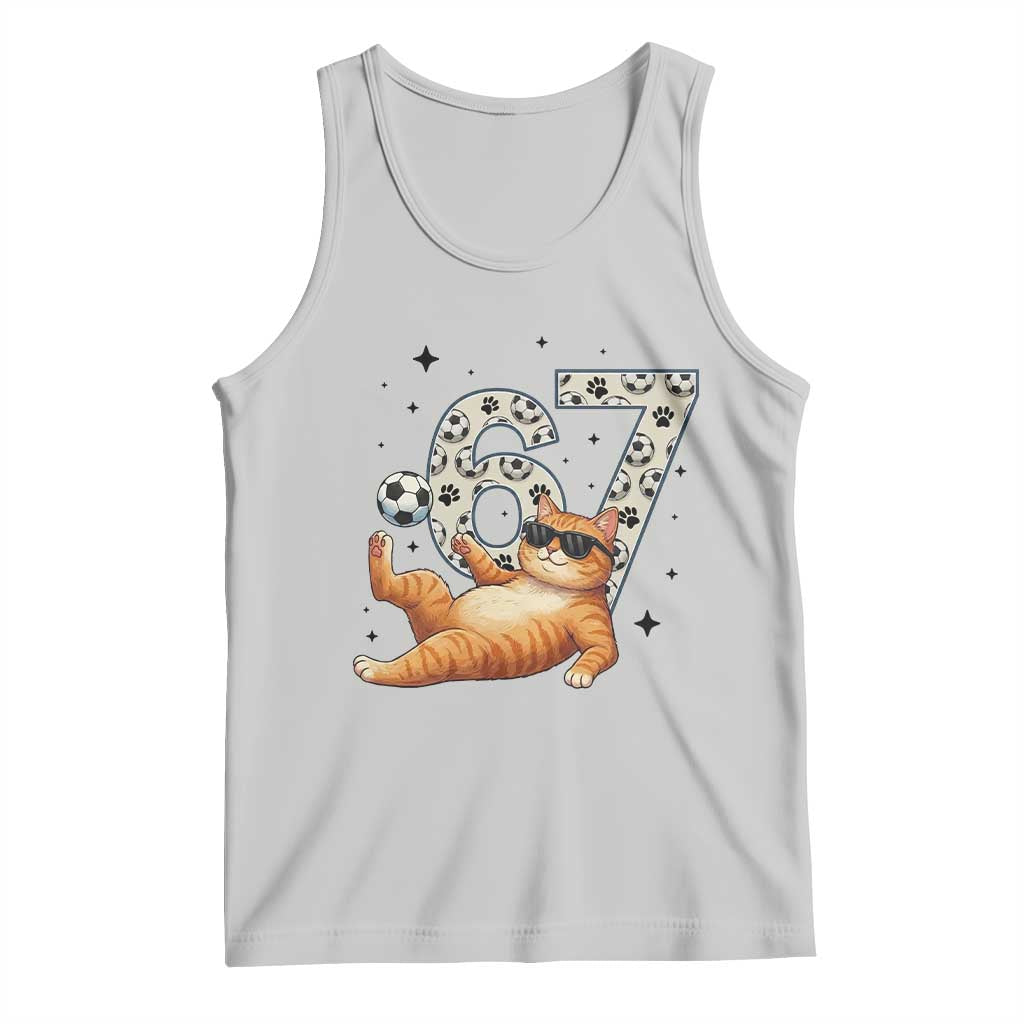 Funny Cat Playing Soccer Tank Top Six Seven Meme TS12 Ash Print Your Wear