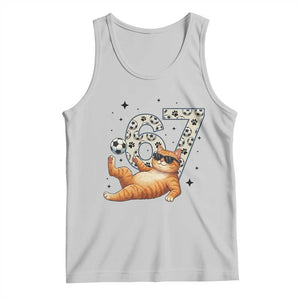 Funny Cat Playing Soccer Tank Top Six Seven Meme TS12 Ash Print Your Wear