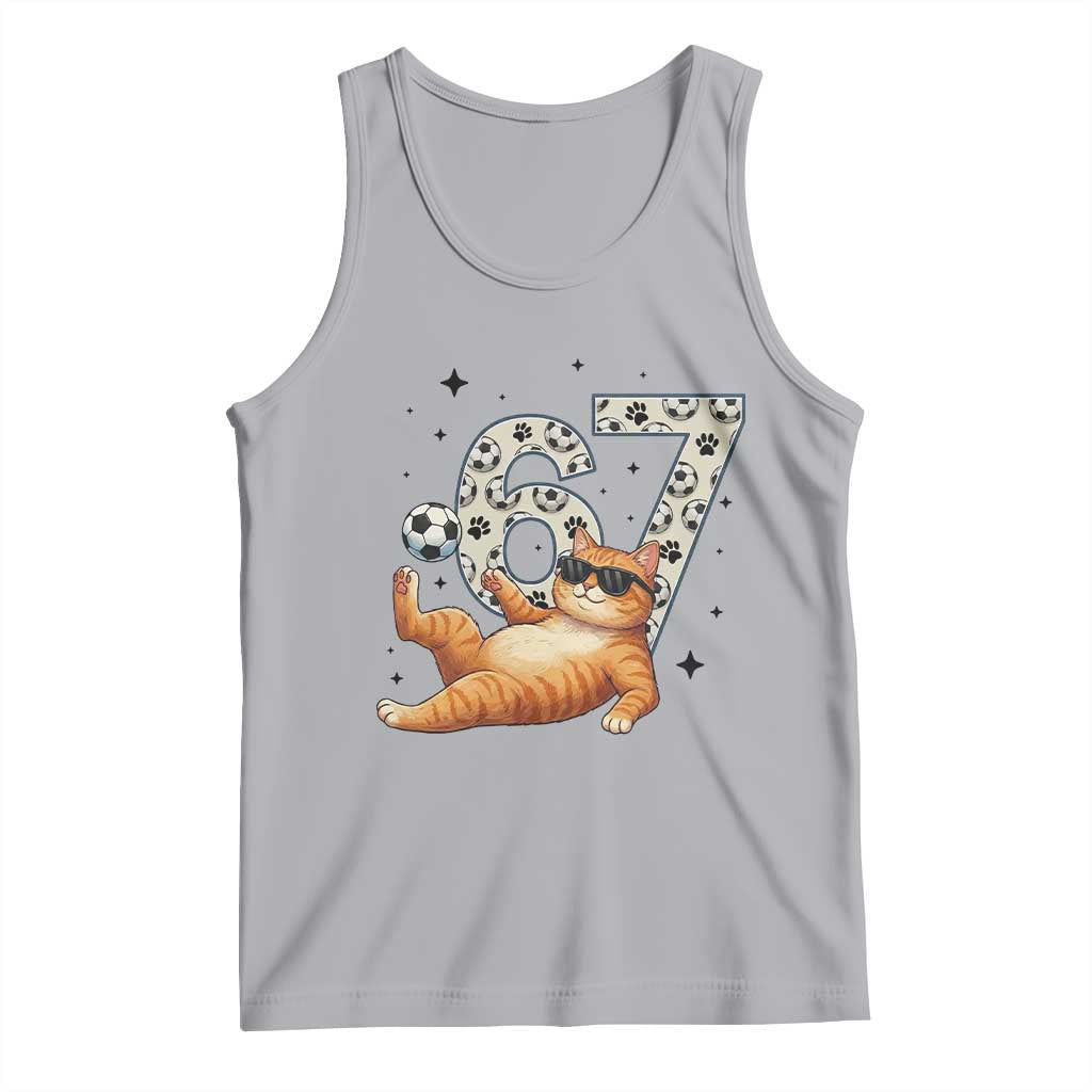 Funny Cat Playing Soccer Tank Top Six Seven Meme TS12 Athletic Heather Print Your Wear