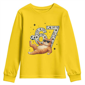Funny Cat Playing Soccer Youth Sweatshirt Six Seven Meme TS12 Daisy Print Your Wear