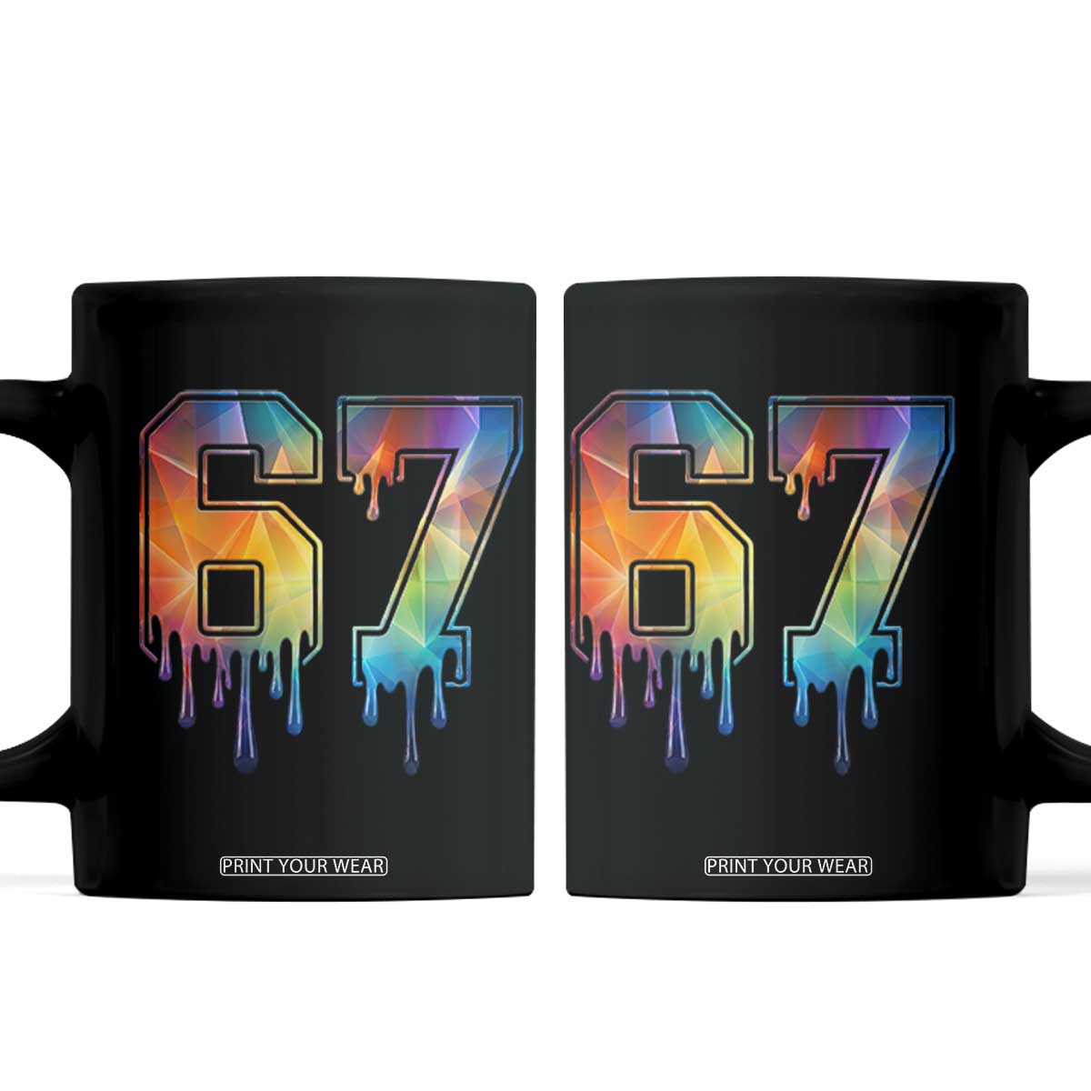 Funny Six Seven Prism Effect Printed Meme Coffee Mug TS12 Black Print Your Wear