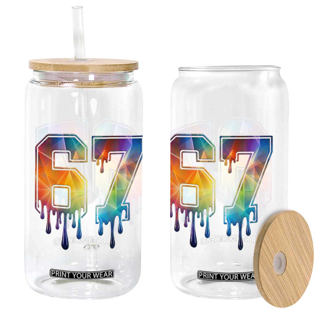 Funny Six Seven Prism Effect Printed Meme Glass Can TS12 Print Your Wear