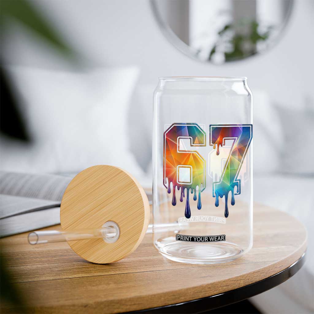 Funny Six Seven Prism Effect Printed Meme Glass Can TS12 Print Your Wear