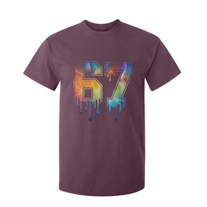 Funny Six Seven Prism Effect Printed Meme T Shirt For Kid TS12 Maroon Print Your Wear
