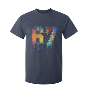 Funny Six Seven Prism Effect Printed Meme T Shirt For Kid TS12 Navy Print Your Wear