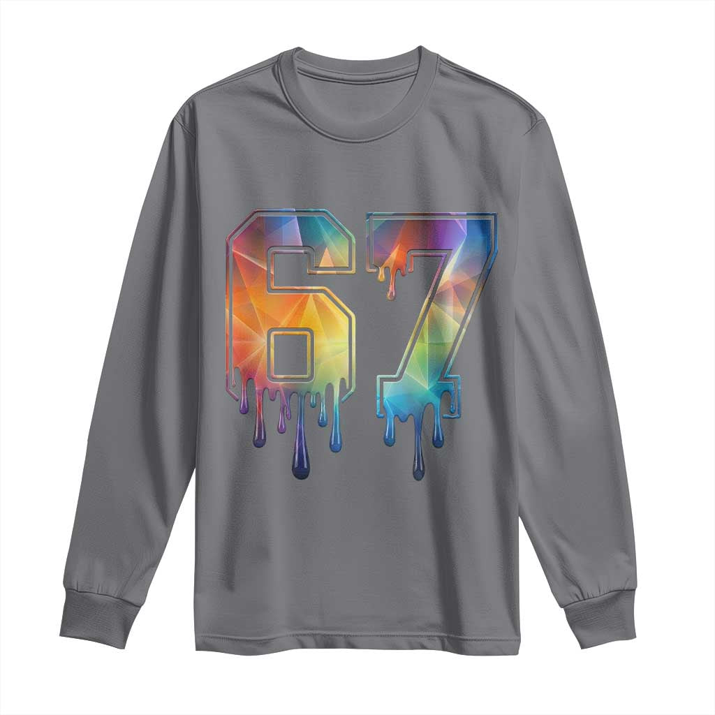 Funny Six Seven Prism Effect Printed Meme Long Sleeve Shirt TS12 Charcoal Print Your Wear