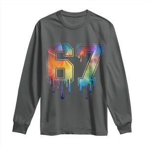 Funny Six Seven Prism Effect Printed Meme Long Sleeve Shirt TS12 Dark Heather Print Your Wear