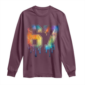 Funny Six Seven Prism Effect Printed Meme Long Sleeve Shirt TS12 Maroon Print Your Wear