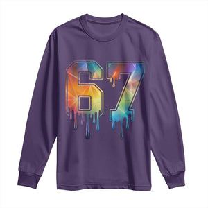 Funny Six Seven Prism Effect Printed Meme Long Sleeve Shirt TS12 Purple Print Your Wear