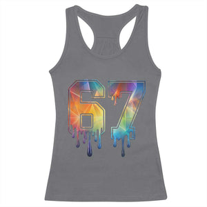 Funny Six Seven Prism Effect Printed Meme Racerback Tank Top TS12 Charcoal Print Your Wear