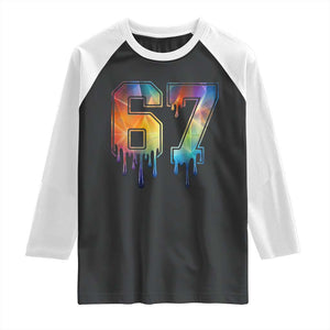 Funny Six Seven Prism Effect Printed Meme Raglan Shirt TS12 Black White Print Your Wear