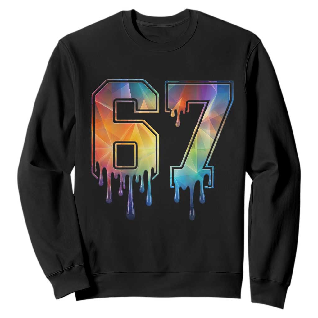 Funny Six Seven Prism Effect Printed Meme Sweatshirt TS12 Black Print Your Wear