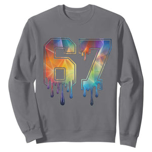 Funny Six Seven Prism Effect Printed Meme Sweatshirt TS12 Charcoal Print Your Wear