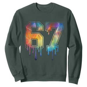 Funny Six Seven Prism Effect Printed Meme Sweatshirt TS12 Dark Forest Green Print Your Wear