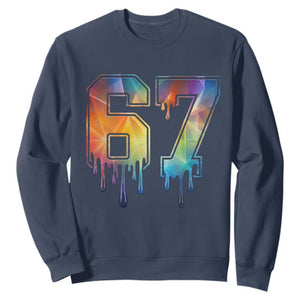 Funny Six Seven Prism Effect Printed Meme Sweatshirt TS12 Navy Print Your Wear