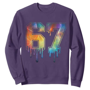Funny Six Seven Prism Effect Printed Meme Sweatshirt TS12 Purple Print Your Wear