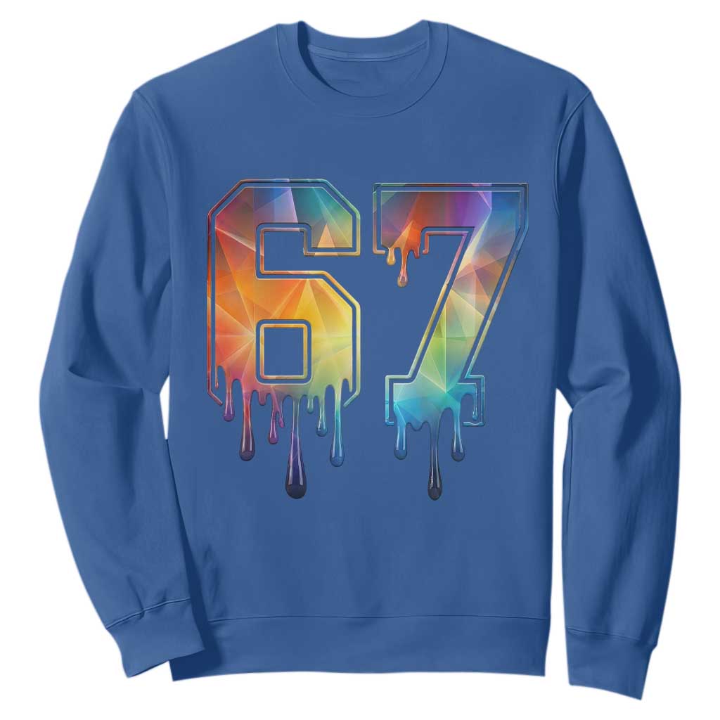 Funny Six Seven Prism Effect Printed Meme Sweatshirt TS12 Royal Blue Print Your Wear