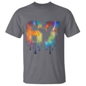 Funny Six Seven Prism Effect Printed Meme T Shirt TS12 Charcoal Print Your Wear
