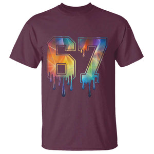 Funny Six Seven Prism Effect Printed Meme T Shirt TS12 Maroon Print Your Wear