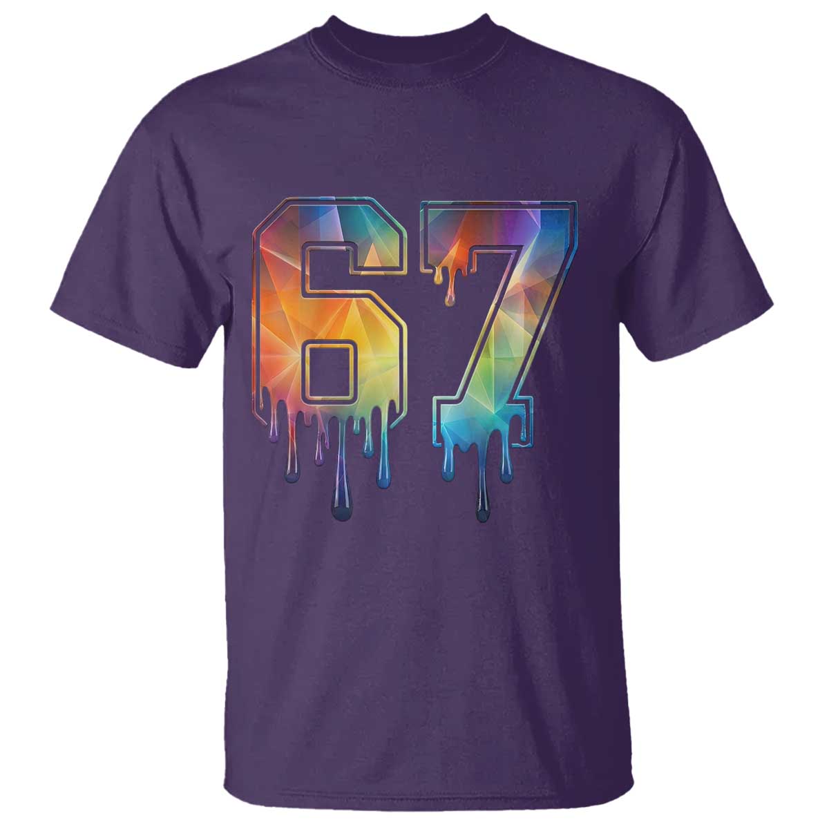 Funny Six Seven Prism Effect Printed Meme T Shirt TS12 Purple Print Your Wear
