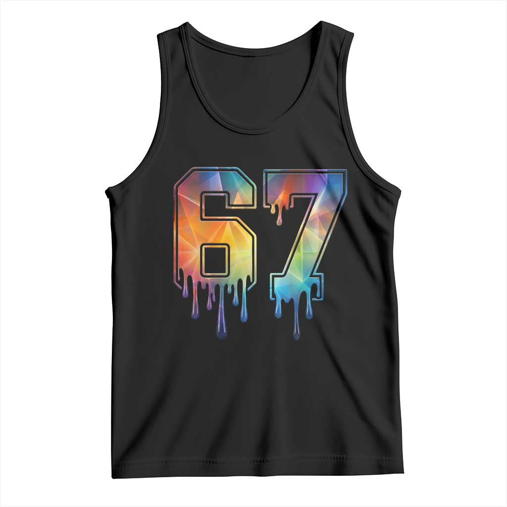 Funny Six Seven Prism Effect Printed Meme Tank Top TS12 Black Print Your Wear
