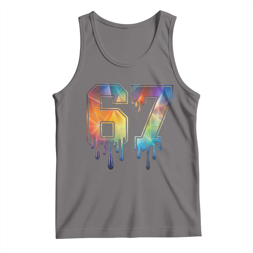 Funny Six Seven Prism Effect Printed Meme Tank Top TS12 Deep Heather Print Your Wear
