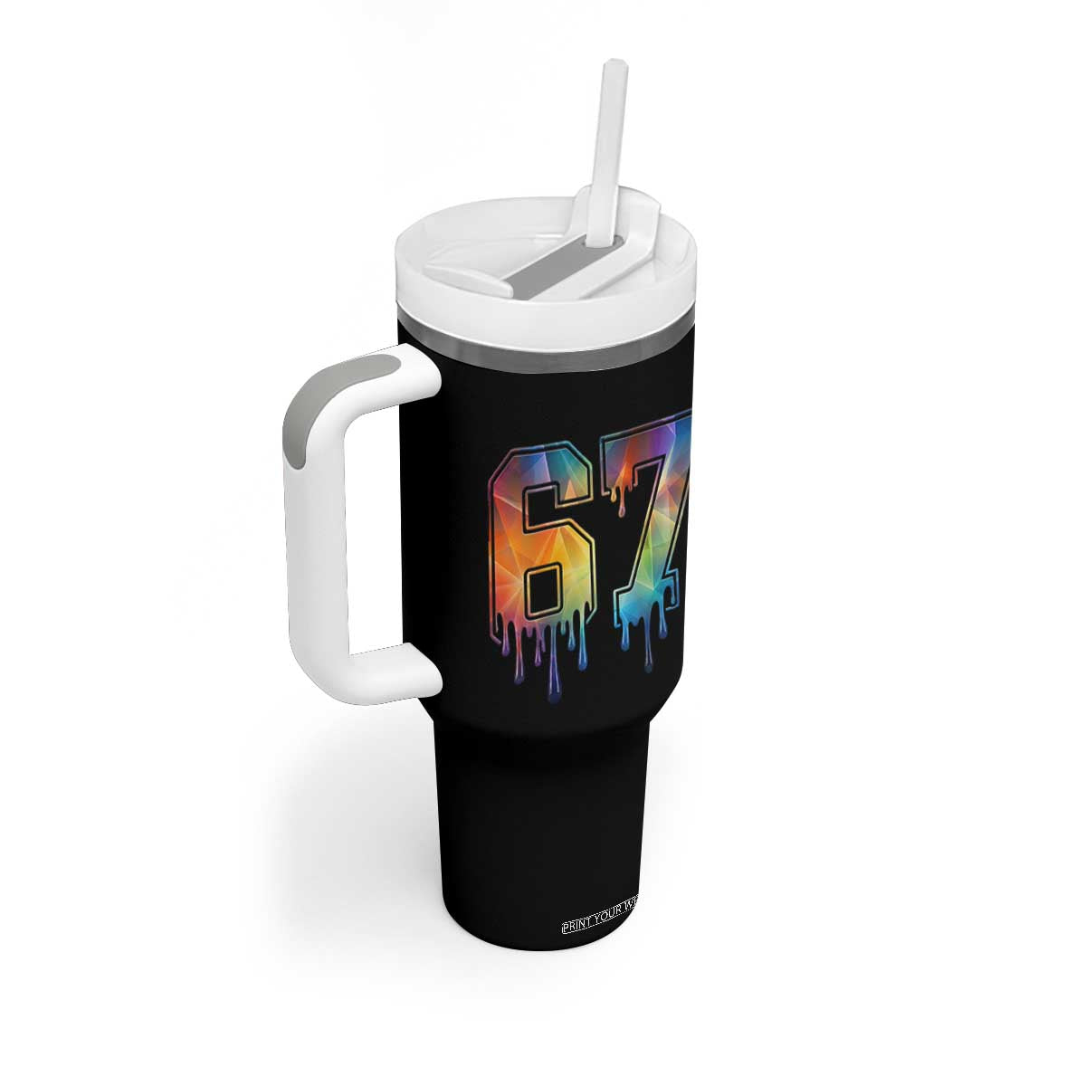 Funny Six Seven Prism Effect Printed Meme Tumbler With Handle TS12 Print Your Wear