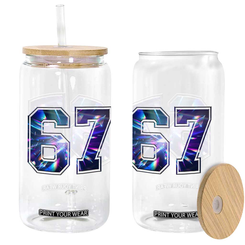 Prism Rainbow Effect Printed Glass Can Six Seven 67 Meme TS12 Print Your Wear