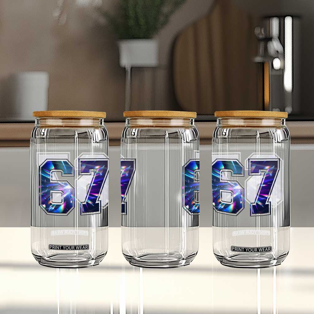 Prism Rainbow Effect Printed Glass Can Six Seven 67 Meme TS12 Print Your Wear