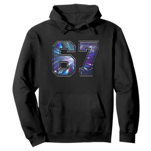Prism Rainbow Effect Printed Hoodie Six Seven 67 Meme TS12 Black Print Your Wear