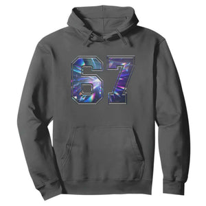 Prism Rainbow Effect Printed Hoodie Six Seven 67 Meme TS12 Dark Heather Print Your Wear