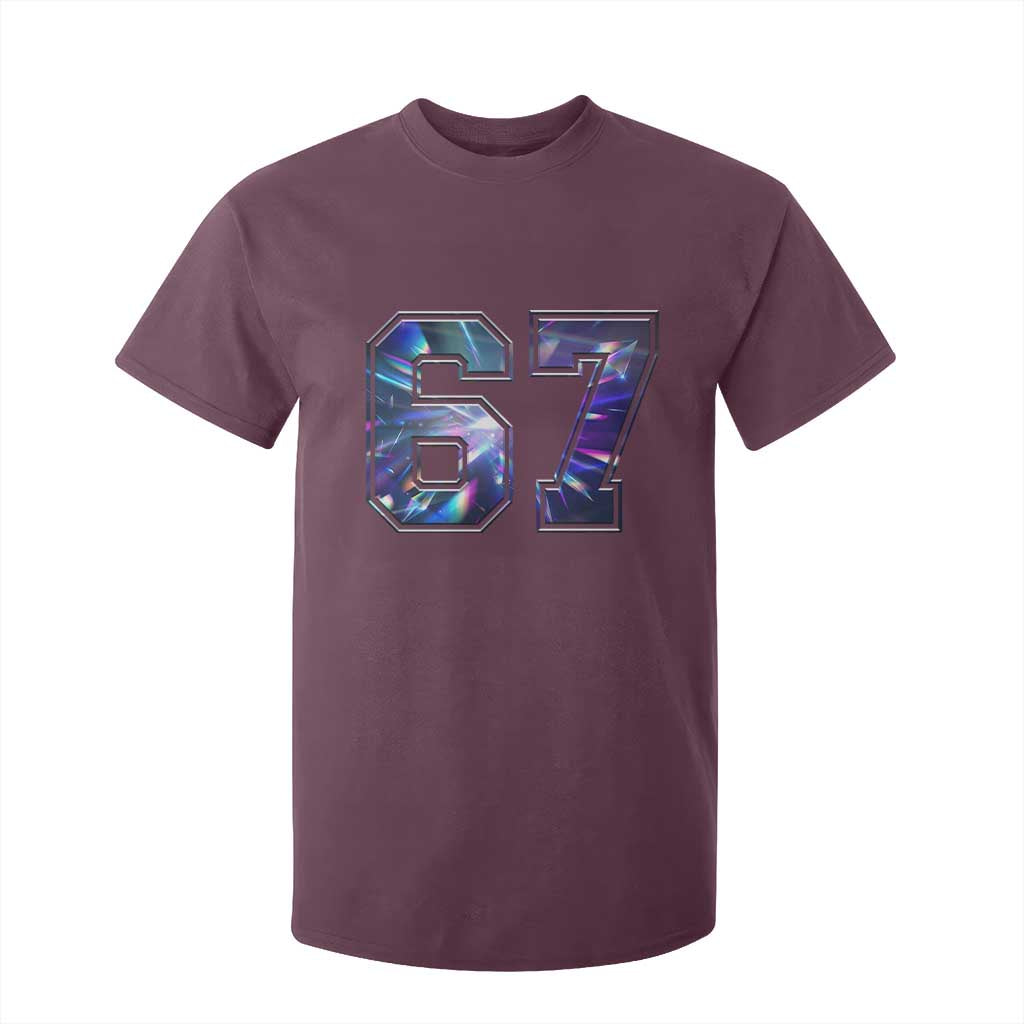 Prism Rainbow Effect Printed T Shirt For Kid Six Seven 67 Meme TS12 Maroon Print Your Wear